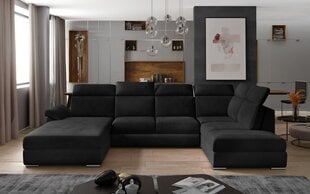 Stūra dīvāns NORE Evanell 56, melns cena un informācija | Stūra dīvāni | 220.lv
