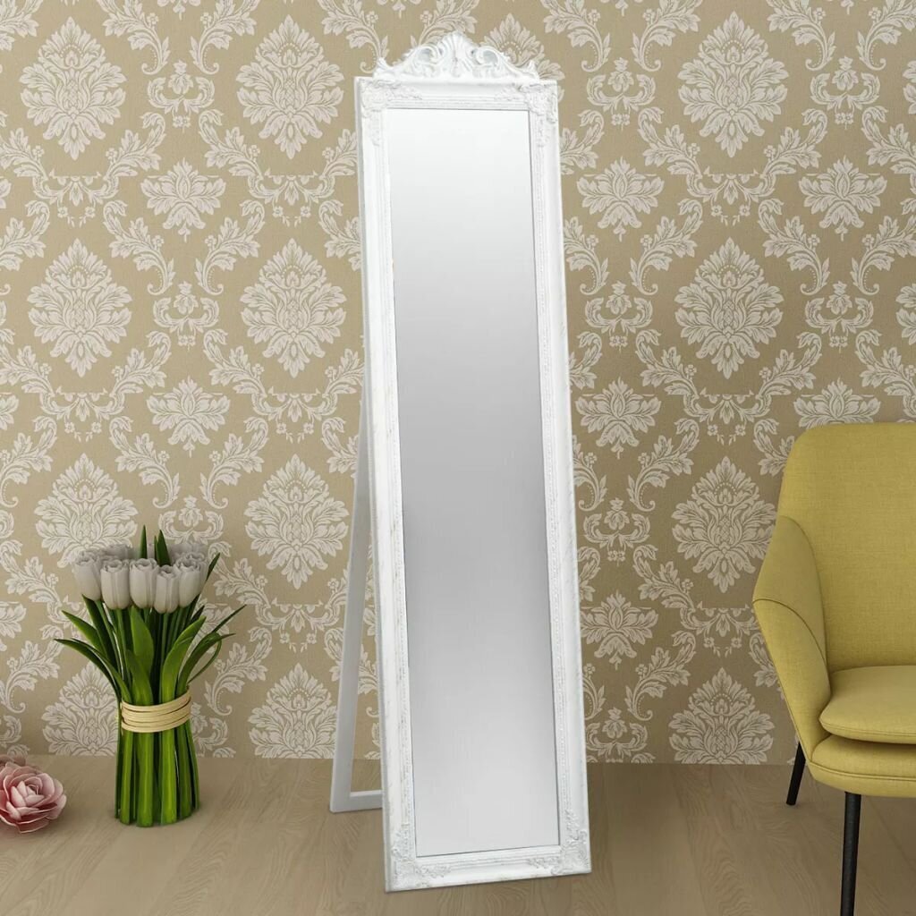 Brīvi stāvošs spogulis, baroka stilā, 160x40 cm, balts cena un informācija | Spoguļi | 220.lv