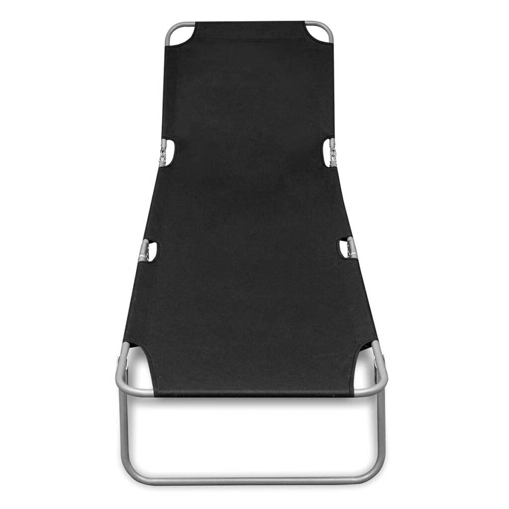 Saliekams sauļošanās krēsls ar regulējamu atzveltni, melns цена и информация | Sauļošanās krēsli | 220.lv