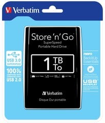 Verbatim Store'n'Go 1TB USB3.0 53023 cena un informācija | Ārējie cietie diski | 220.lv