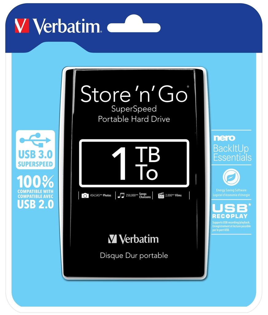 Verbatim Store'n'Go 1TB USB3.0 53023 cena un informācija | Ārējie cietie diski | 220.lv