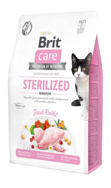 Brit Care bezgraudu barība sterilizētiem kaķiem ar jutīgu gremošanu, 2 kg  cena | 220.lv