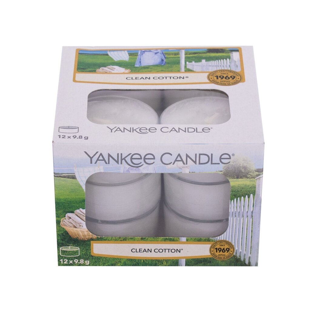 Aromātiskas tējas sveces Yankee Candle Clean Cotton 12 gab., 9.8 g cena un informācija | Sveces un svečturi | 220.lv