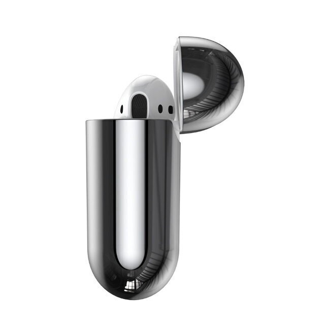 Baseus Metallic Shining Īpaši plāns silikona aizsargvāciņs ar āķīti priekš Airpods 1 / 2 Sudrabains cena un informācija | Austiņas | 220.lv