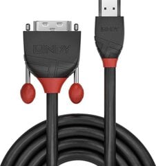 КАБЕЛЬ HDMI-DVI 3М/ЧЕРНЫЙ 36273 LINDY цена и информация | Кабели и провода | 220.lv