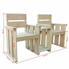 Садовая скамейка двойная, пропитанная древесиной сосны цена и информация | Скамейки | 220.lv