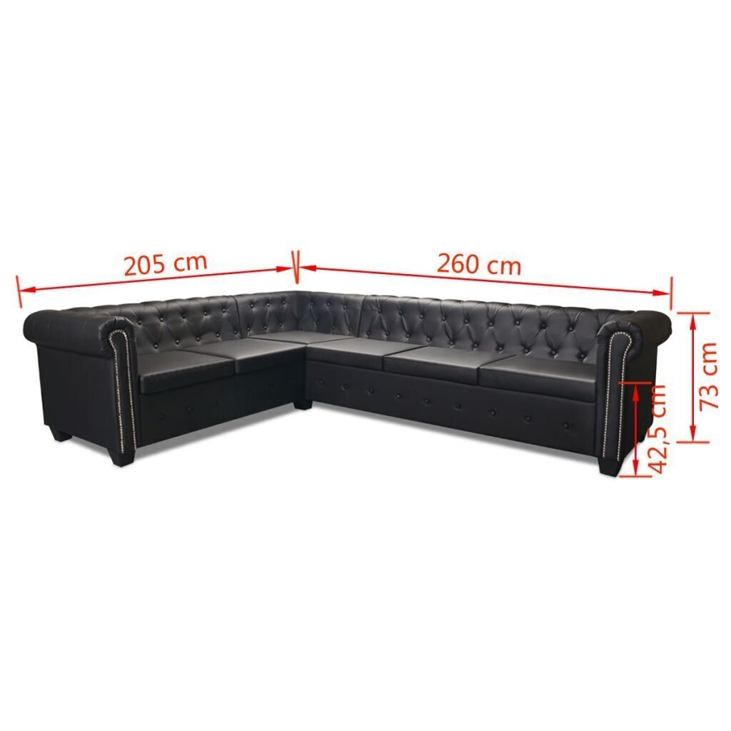 Stūra sešvietīgais dīvāns, melnas krāsas cena un informācija | Stūra dīvāni | 220.lv