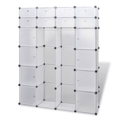 Модульный шкаф, 18 отделений, белый, 37 x 146 x 180,5 см, белый цена и информация | Шкафы | 220.lv