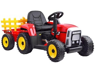 Большой электрический трактор с прицепом, красный цена и информация | Электромобили для детей | 220.lv