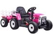 Liels elektriskais traktors ar piekabi, rozā cena un informācija | Bērnu elektroauto | 220.lv