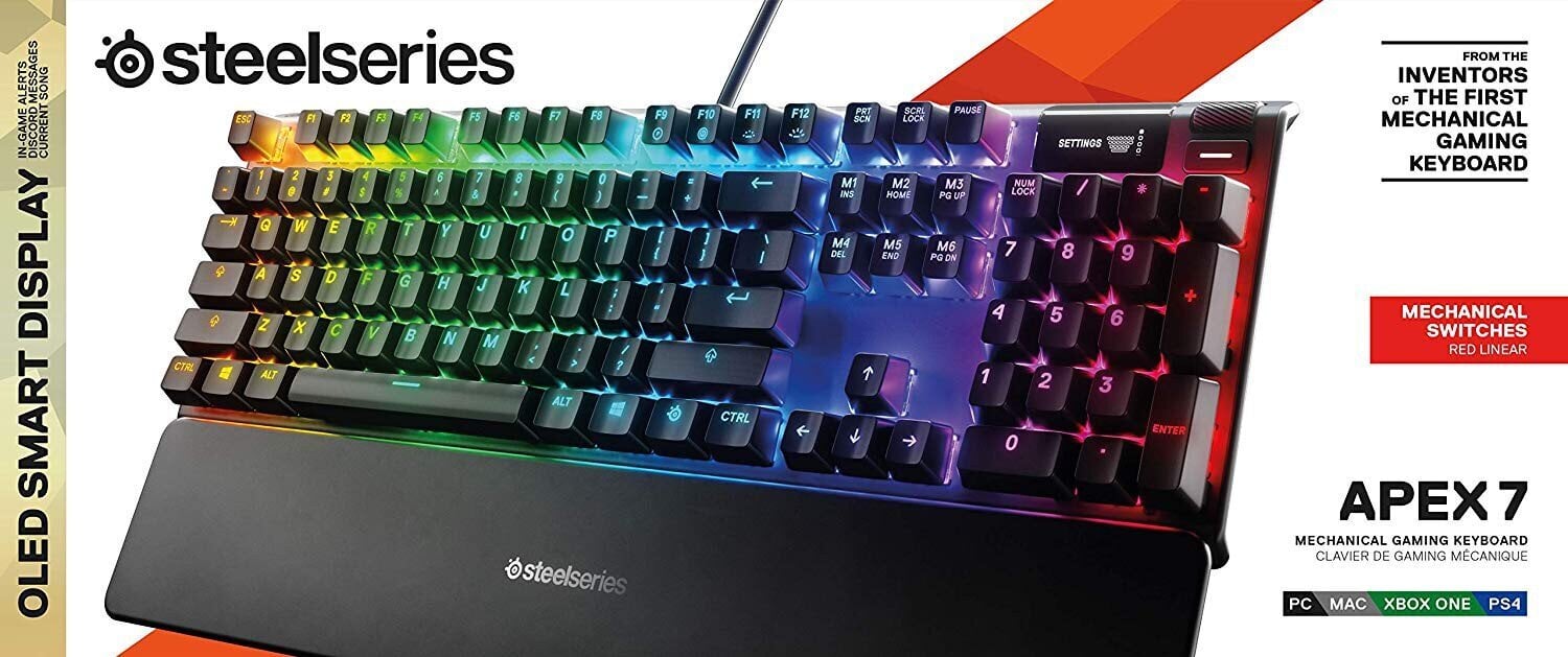 SteelSeries APEX 7 Red Switch RGB US cena un informācija | Klaviatūras | 220.lv