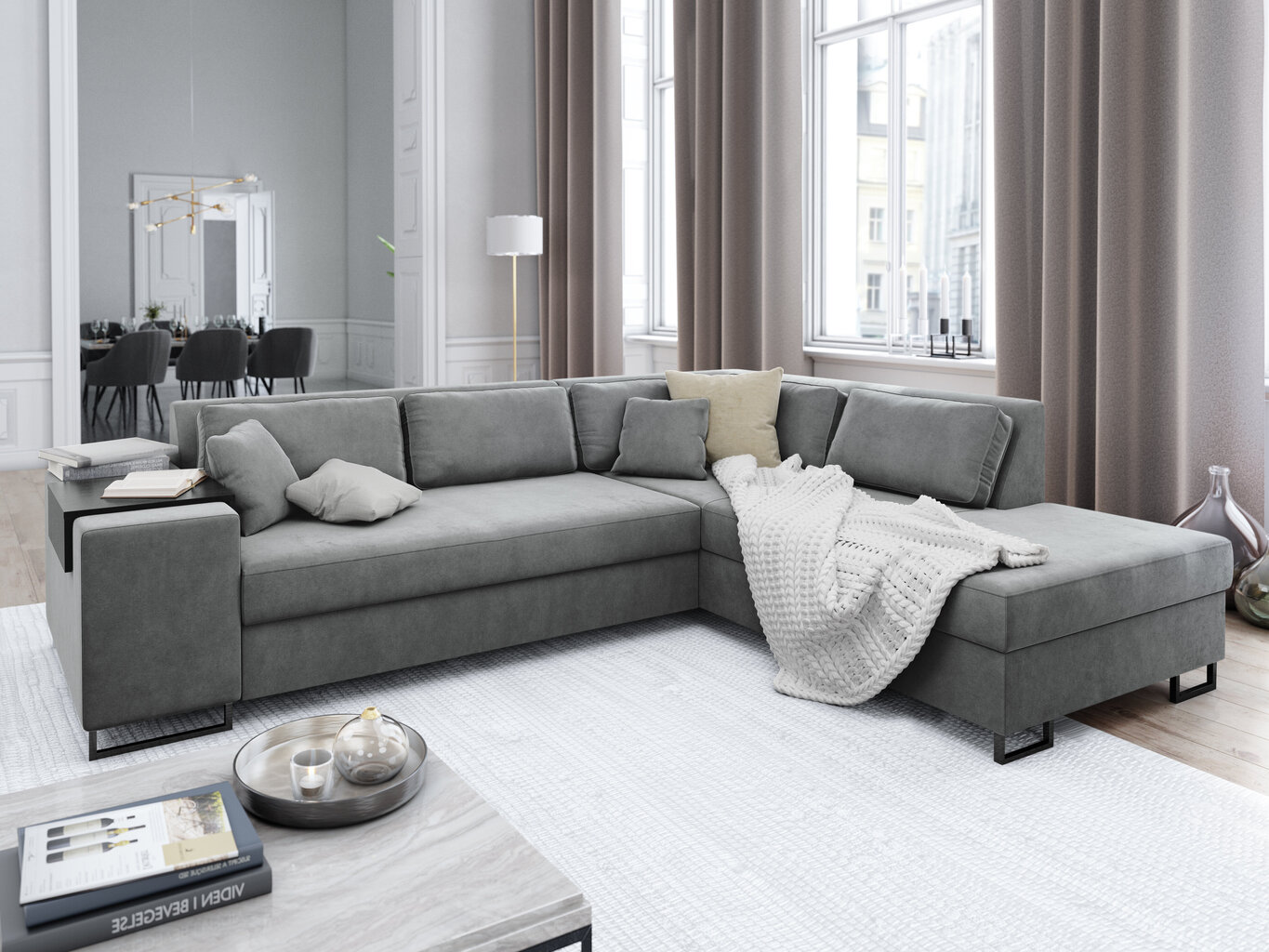 Stūra dīvāns Cosmopolitan Design York, pelēks cena un informācija | Stūra dīvāni | 220.lv