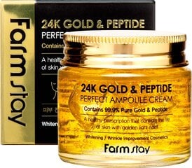 Ампульный крем с золотом и пептидами FARM STAY 24K Gold & Peptide Perfect Ampoule Cream, 80 мл цена и информация | Сыворотки для лица, масла | 220.lv