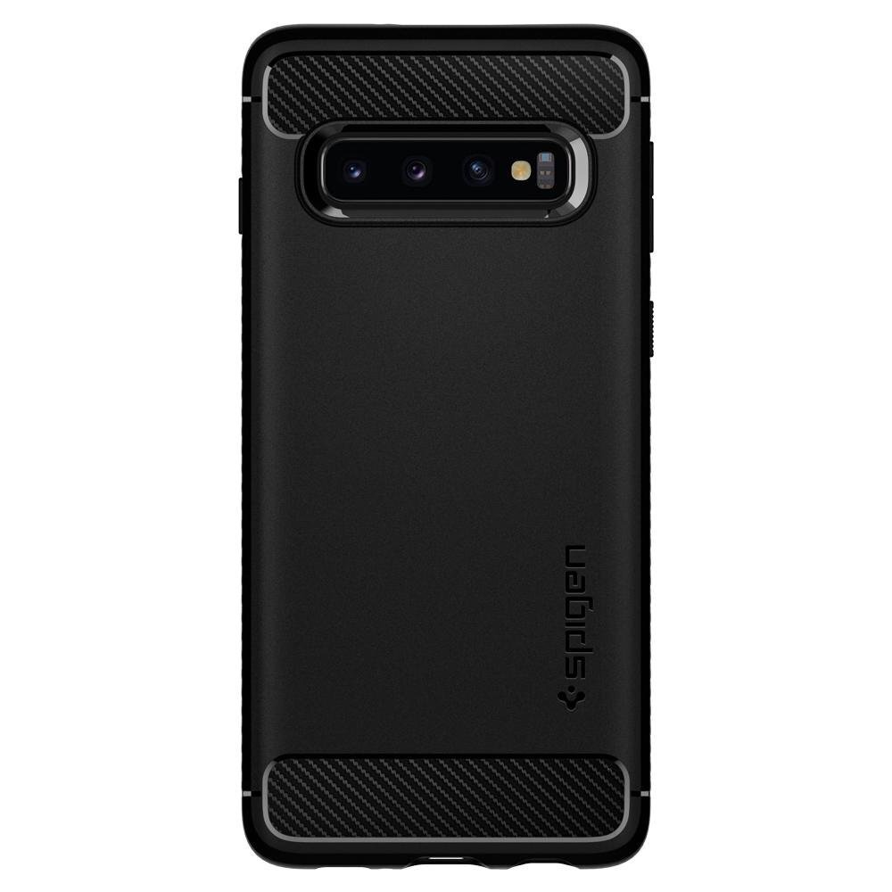 Spigen Rugged Armor, paredzēts Samsung Galaxy S10, melns cena un informācija | Telefonu vāciņi, maciņi | 220.lv