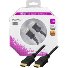 DELTACO HDMI кабель, 4K, UltraHD в 30 Гц, 5м, черный / HDMI-1050-K цена и информация | Кабели и провода | 220.lv