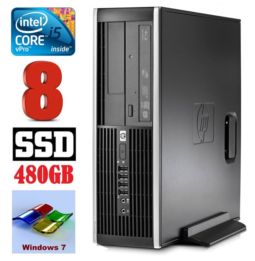 HP 8100 Elite SFF i5-650 8GB 480SSD DVD WIN7Pro cena un informācija | Stacionārie datori | 220.lv