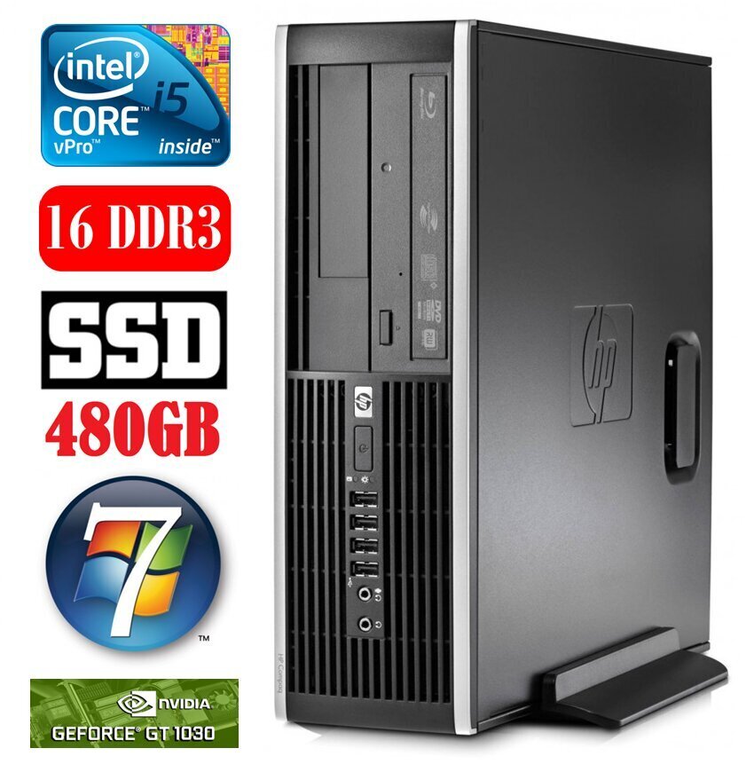 HP 8100 Elite SFF i5-650 16GB 480SSD GT1030 2GB DVD WIN7Pro cena un informācija | Stacionārie datori | 220.lv