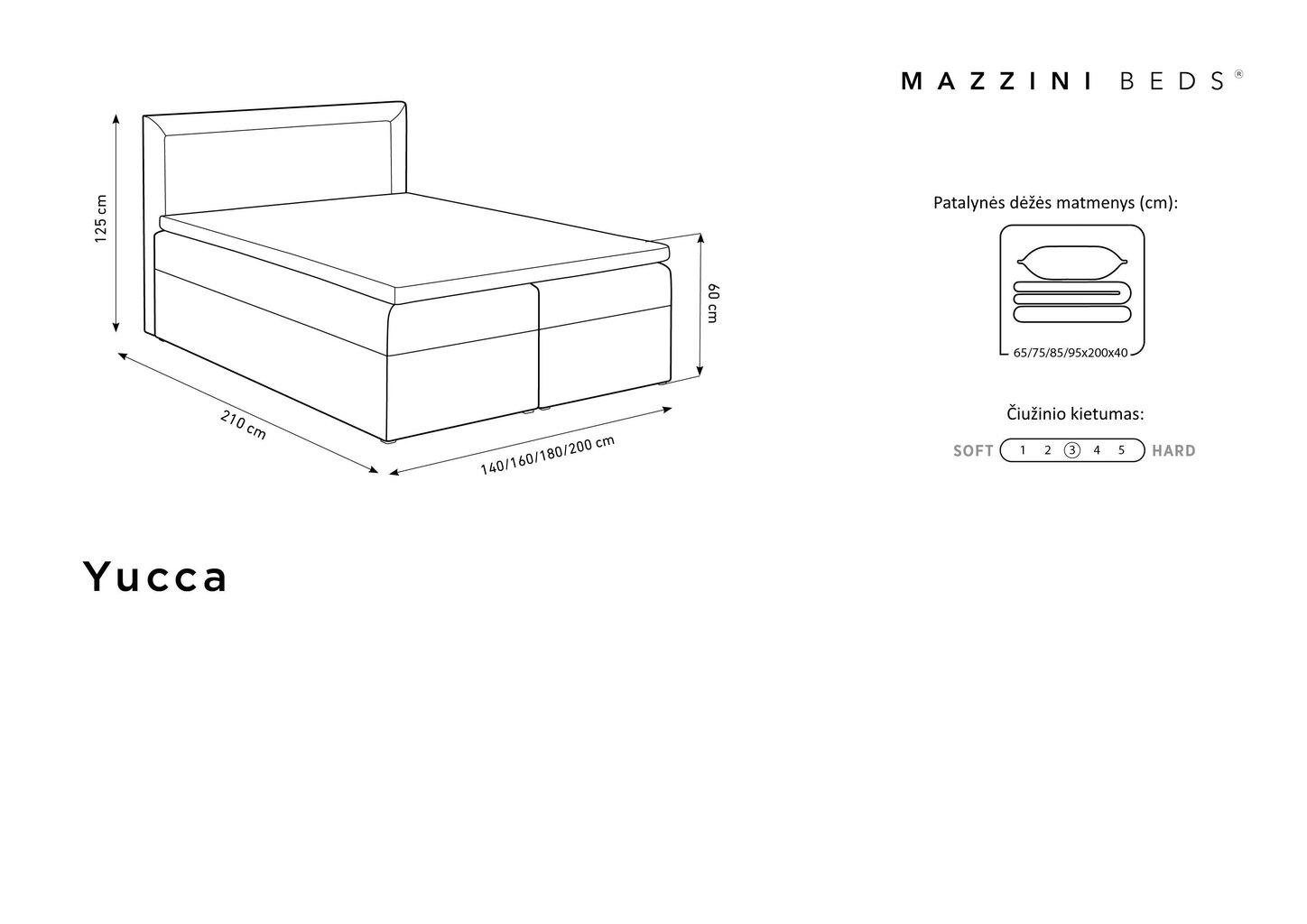 Gulta Mazzini Beds Yucca 200x200 cm, pelēka цена и информация | Gultas | 220.lv