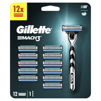 Набор Gillette Mach3: бритва + бритвенные головки 12 шт. цена и информация | Косметика и средства для бритья | 220.lv