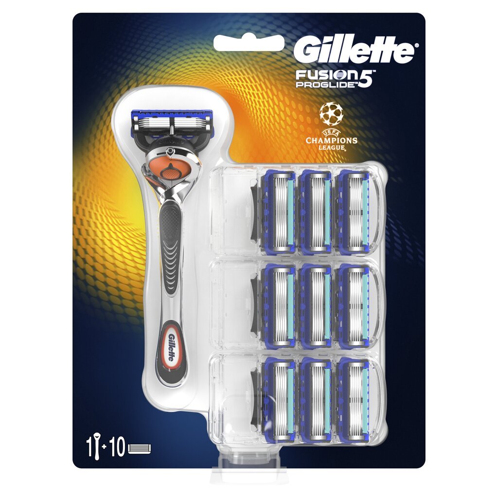 Komplekts Gillette Fusion 5 Proglide: skuveklis, 1 gab. + skūšanas galviņa, 10 gab. цена и информация | Skūšanās piederumi, kosmētika | 220.lv