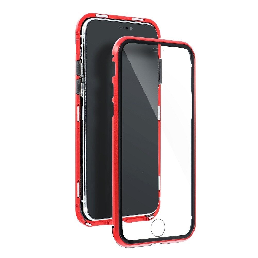 Case iPhone 12 / 12 Pro vāciņš Magneto 360 aizsardzībai, caurspīdīgs / sarkans цена и информация | Telefonu vāciņi, maciņi | 220.lv