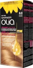 Eļļas bāzes ilgnoturīga matu krāsa bez amonjaka Garnier Olia 8.0 Blonde cena un informācija | Matu krāsas | 220.lv