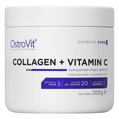 Uztura bagātinātājs OstroVit Supreme Pure Collagen + Vitamin C (200 g) cena un informācija | Vitamīni, preparāti, uztura bagātinātāji labsajūtai | 220.lv