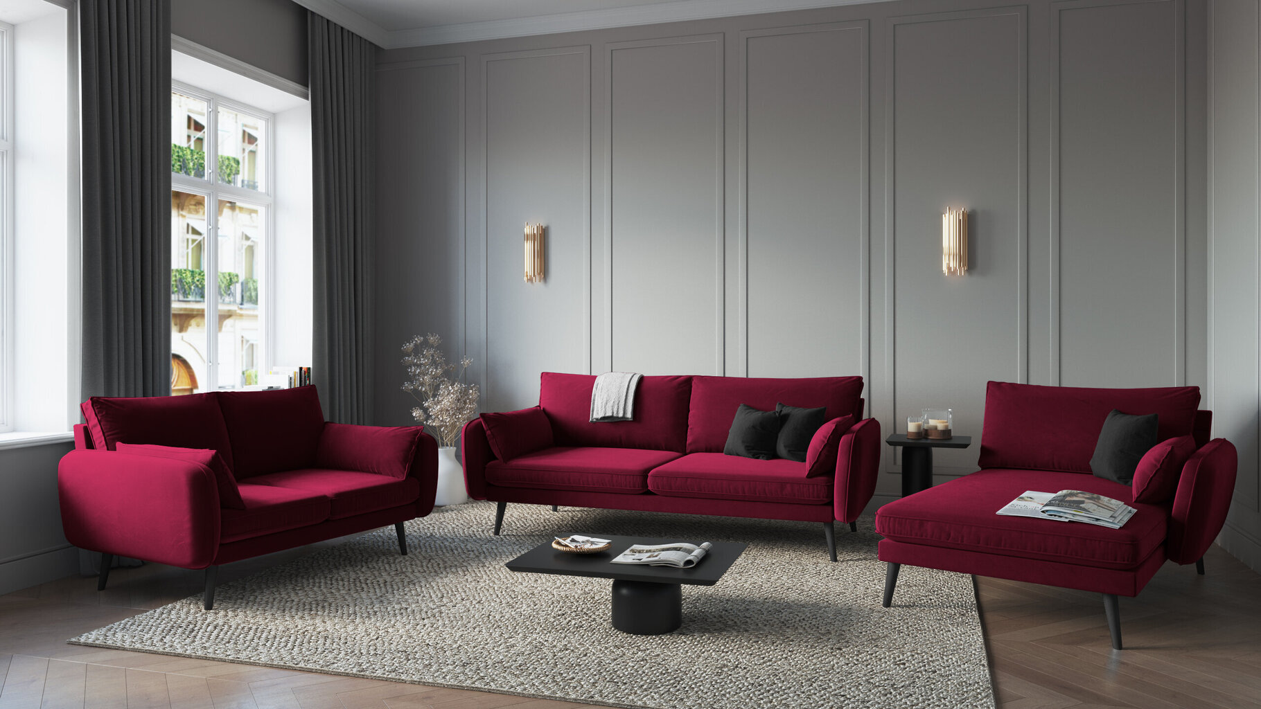 Divvietīgs dīvāns Kooko Home Lento, sarkans цена и информация | Dīvāni | 220.lv