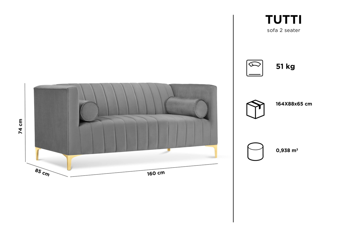 Divvietīgs dīvāns Kooko Home Tutti, sarkans/zeltainas krāsas cena un informācija | Dīvāni | 220.lv
