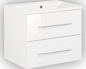 Нижний шкафчик с раковиной Fackelmann B.clever 60, белый цена и информация | Шкафчики для ванной | 220.lv