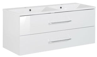 Нижний шкафчик с двойной раковиной Fackelmann B.clever 120, белый цена и информация | Шкафчики для ванной | 220.lv