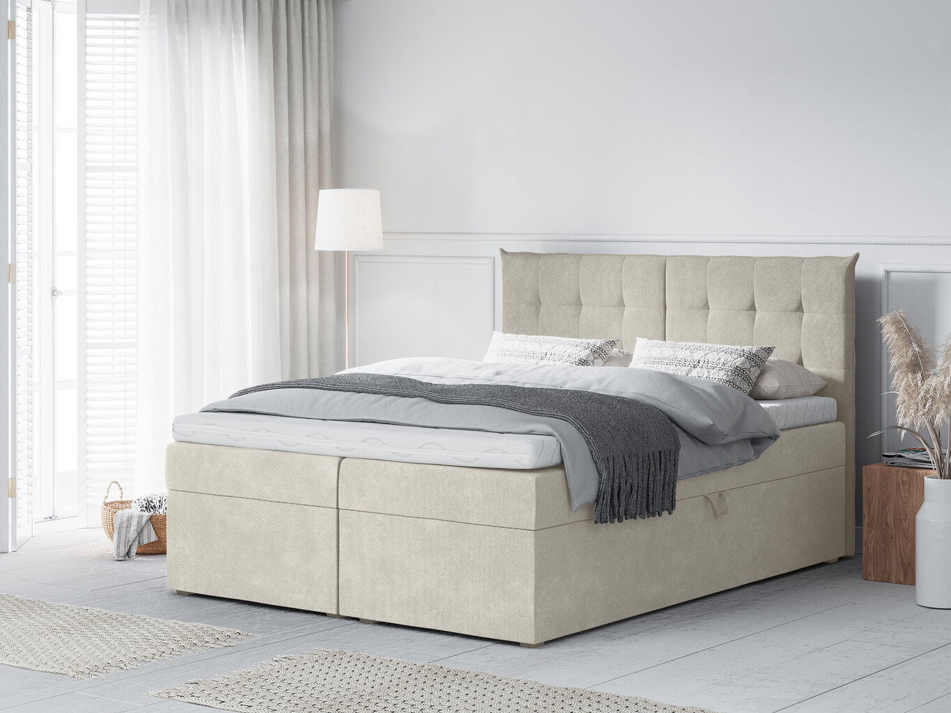 Gulta Mazzini Beds Echaveria 200x200 cm, smilškrāsas цена и информация | Gultas | 220.lv