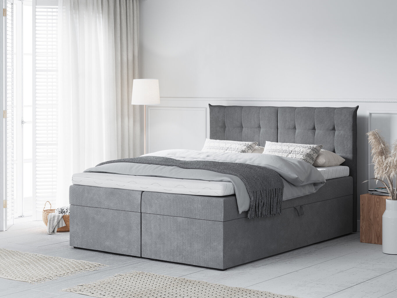 Gulta Mazzini Beds Echaveria 200x200 cm, pelēka цена и информация | Gultas | 220.lv