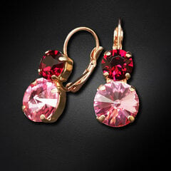 Auskari "Klaris VIII (Light Rose / Ruby)" ar Swarovski™ kristāliem cena un informācija | Auskari | 220.lv