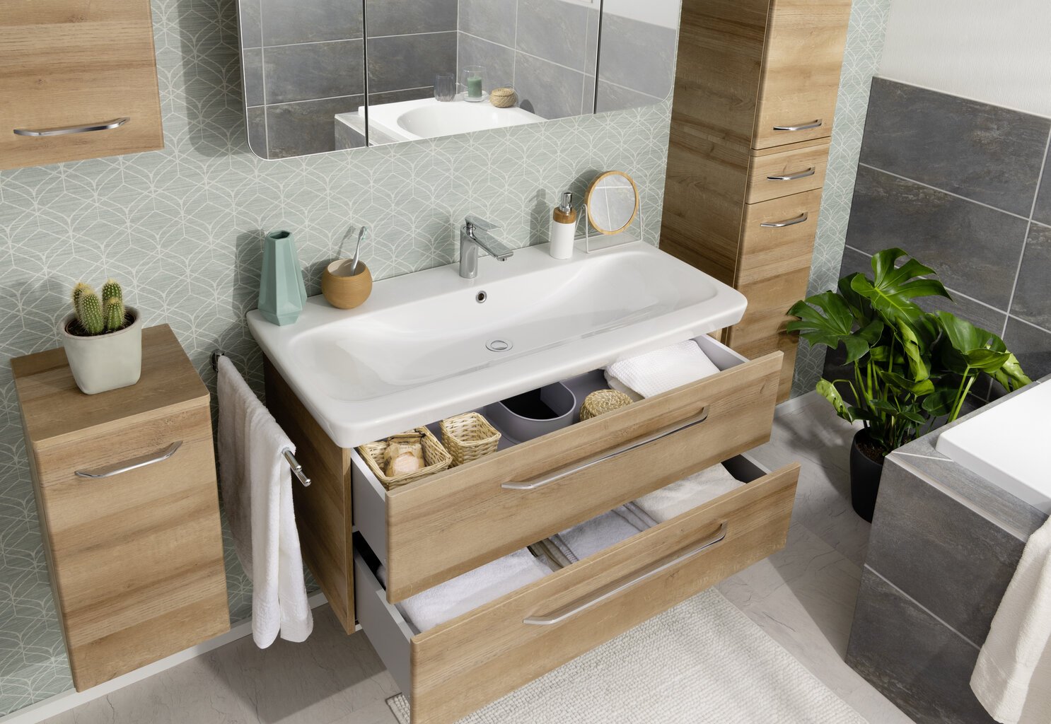 Apakšējais vannas istabas skapītis Fackelmann Milano 2S, gaiši brūns цена и информация | Vannas istabas skapīši | 220.lv