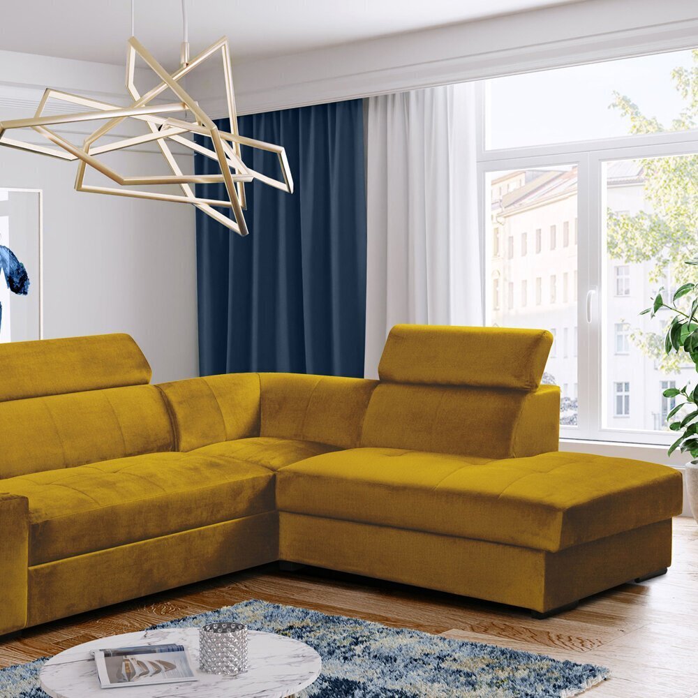 Mīkstais stūra dīvāns Selsey Merinid, dzeltens cena un informācija | Stūra dīvāni | 220.lv