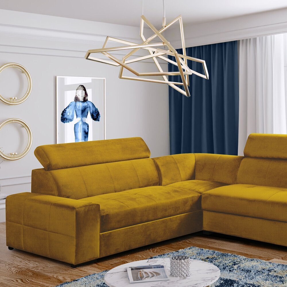 Mīkstais stūra dīvāns Selsey Merinid, dzeltens cena un informācija | Stūra dīvāni | 220.lv