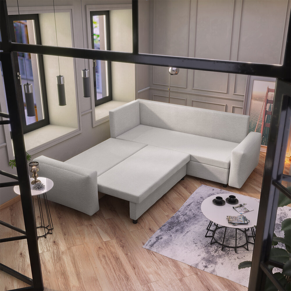 Universāls mīkstais stūra dīvāns Selsey Violetanio, krēmkrāsas cena un informācija | Stūra dīvāni | 220.lv