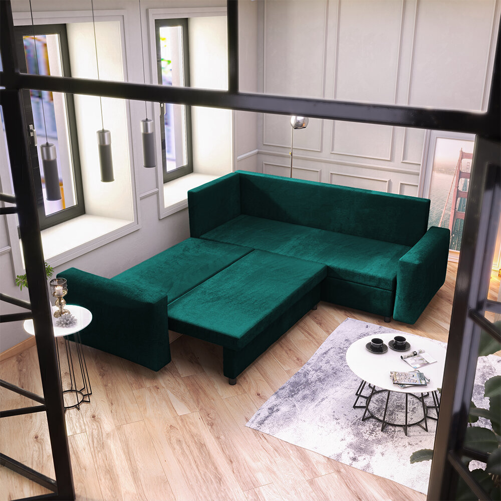Universāls mīkstais stūra dīvāns Selsey Violetanio, zaļš cena un informācija | Stūra dīvāni | 220.lv