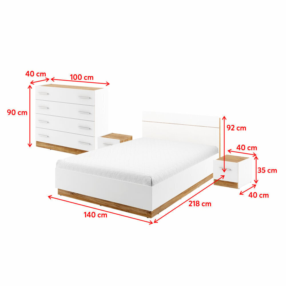 Guļamistabas komplekts Selsey Montroy 140x200 cm, balts цена и информация | Komplekti guļamistabai | 220.lv