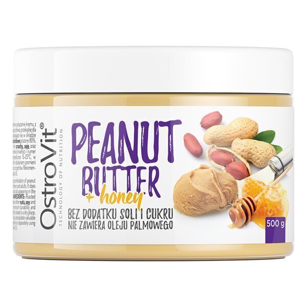 Riekstu sviests ar medu OstroVit Peanut Butter + Honey (500 g) cena un informācija | Funkcionālā pārtika (superēdiens) | 220.lv