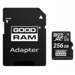 MicroSDHC Goodram 256GB Class 10/UHS 1 + Adapter cena un informācija | Atmiņas kartes mobilajiem telefoniem | 220.lv