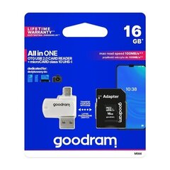 Goodram All In One 16GB Class 10/UHS 1 + Adapter + USB Reader цена и информация | USB накопители | 220.lv