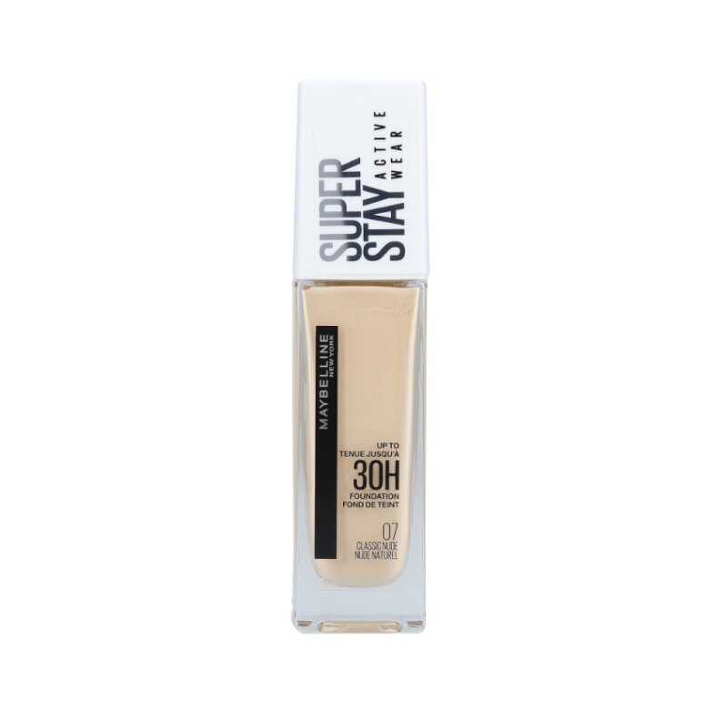 Šķidrais grima pamats Maybelline SuperStay 30H, 7 Classic Nude, 30 ml cena un informācija | Grima bāzes, tonālie krēmi, pūderi | 220.lv