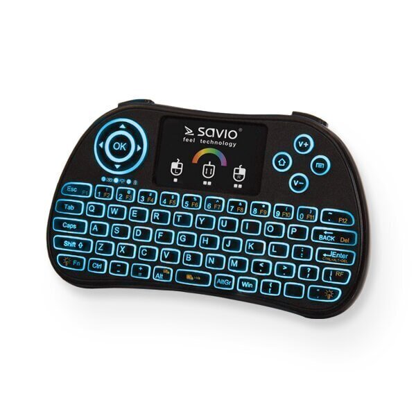 Игровая клавиатура Savio KW-03 беспроводная клавиатура PC / PS4 / XBOX /  Smart TV / Android + тачпад, черная (С RGB Подсветкой) цена | 220.lv