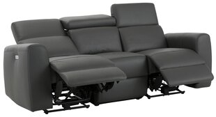 Dīvāns ar elektrisko atpūtas funkciju Notio Living Capena, mākslīgā āda, pelēks cena un informācija | Dīvāni | 220.lv