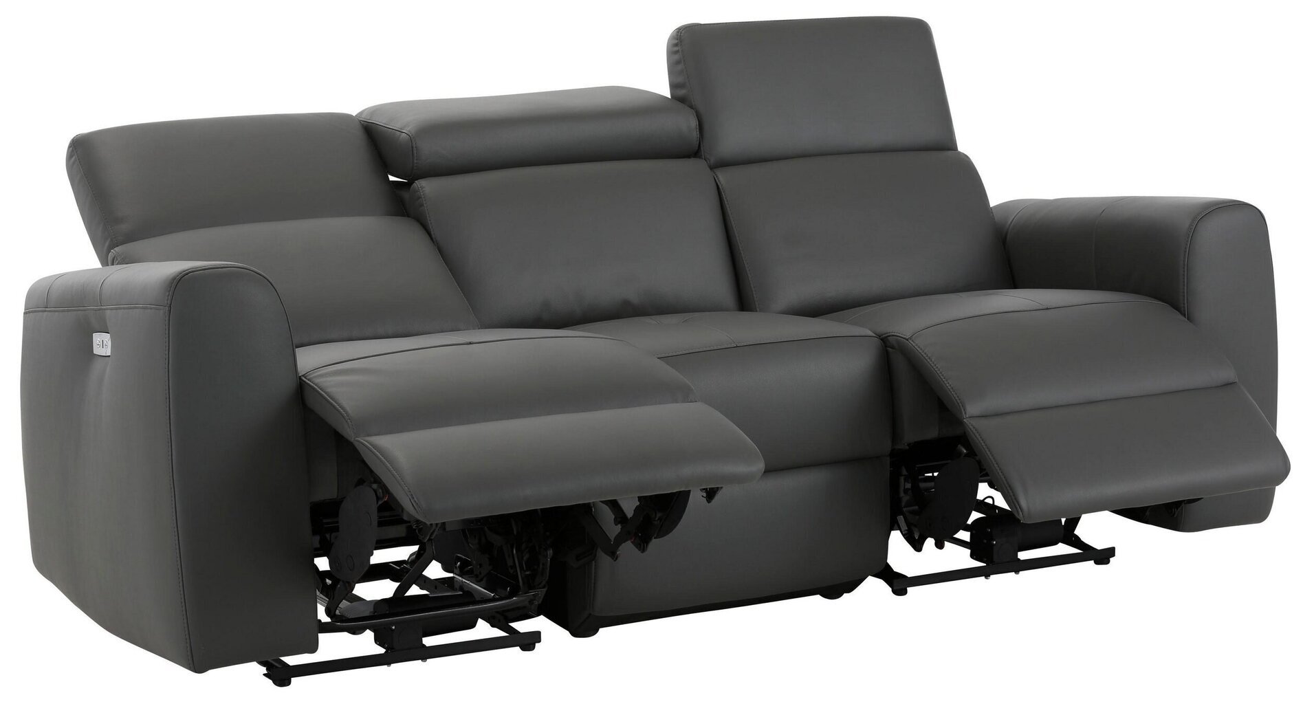 Dīvāns ar elektrisko atpūtas funkciju Notio Living Capena, mākslīgā āda, pelēks цена и информация | Dīvāni | 220.lv
