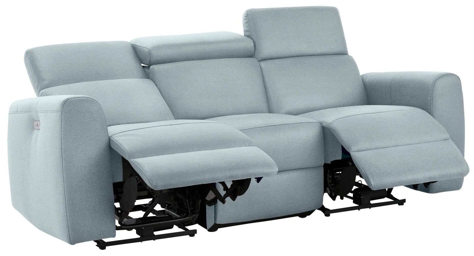 Dīvāns ar elektrisko atpūtas funkciju Notio Living Capena, gobelēns, zilgans цена и информация | Dīvāni | 220.lv