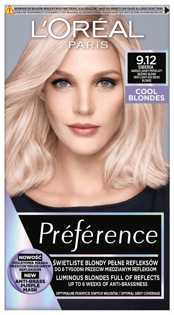 Ilgnoturīga matu krāsa L'Oréal Paris Preference, 9.12 Siberia cena un informācija | Matu krāsas | 220.lv