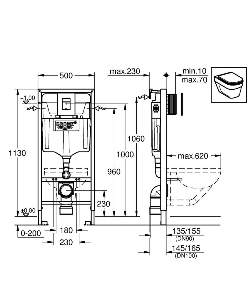 Grohe Rapid SL (5 in 1) WC zemapmetuma rāmis 38827000 цена и информация | Piederumi tualetes podiem un bidē | 220.lv